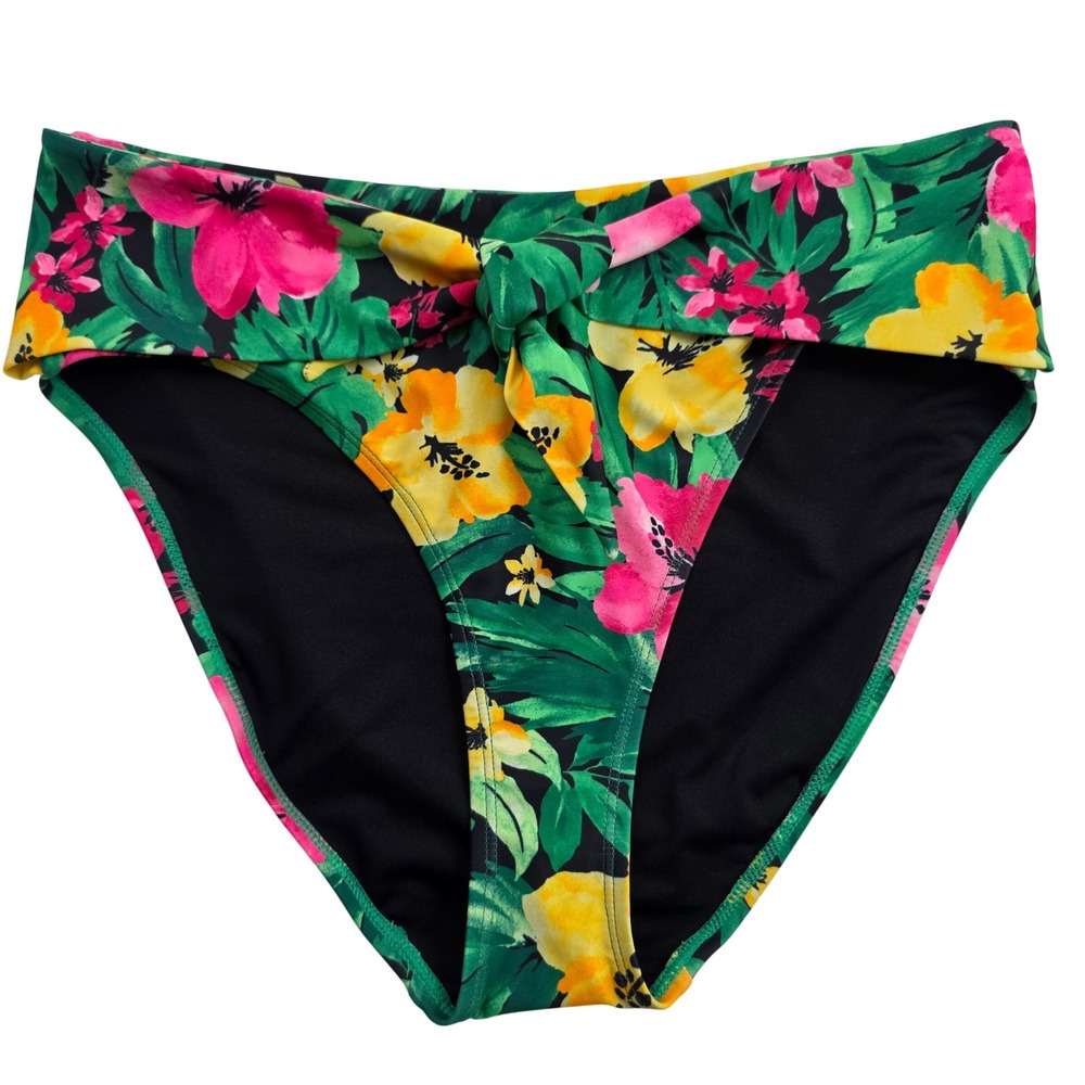 Old Navy Bikini Bottom Womens Medium Green Floral New High Waisted Beach Style